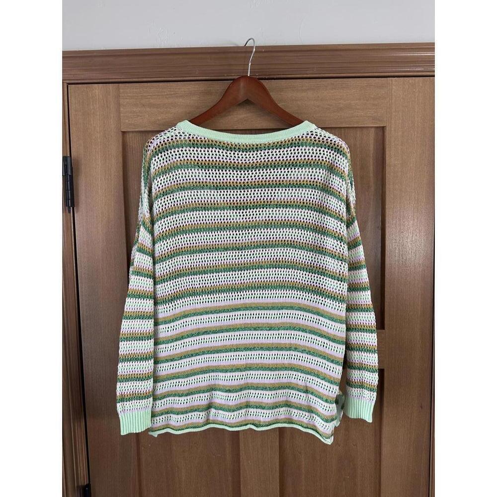 Zaket & Plover Loose Knit Long Sleeve Pullover Multicolor Striped Women’s Small - Picture 4 of 12